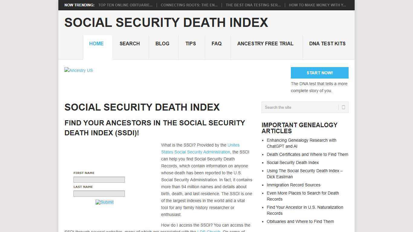 Social Security Death Index